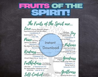 Fruits of the Spirit Poster: Christian Homeschool Scripture (Digital Download)