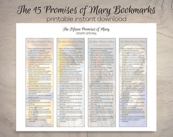 Marque-page Les 15 promesses de Marie : imprimable catholique PDF (lot de 4)