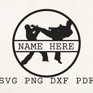 Karate SVG, Karate sjabloon, vechten stencil, aangepaste SVG, laser gesneden bestand, naam hier SVG, gepersonaliseerde SVG, kunst aan de muur Karate, sport afbeelding