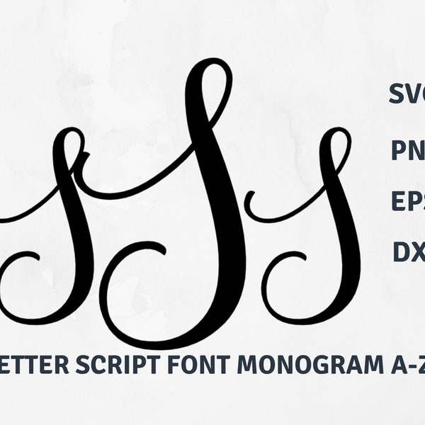 Monogram letters Svg, script font monogram, 3 letter monogram, instant download, monogram for cricut