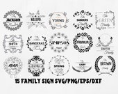 Family name svg, family monogram svg, family frame bundle, family name sign svg