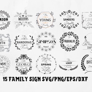 Familienname svg, Familien monogramm svg, Familienrahmen Bündel, Familienschild svg