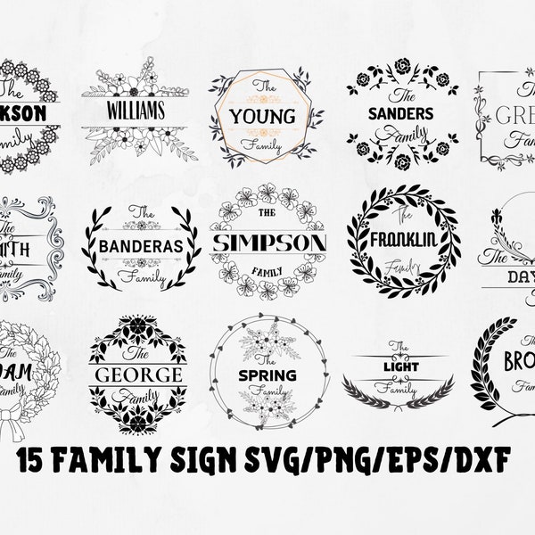 Family name svg, family monogram svg, family frame bundle, family name sign svg