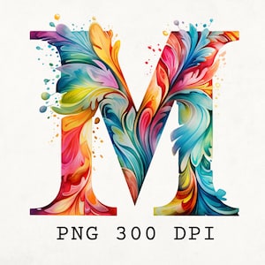 M Monogram Png, Lettera M Png, Modello M, Uso commerciale, Arte della parete iniziale stampabile, file di sublimazione, Stencil Glowforge m, Acquerello