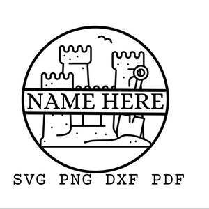 Sand castle Svg, Sandcastle template, Sand castle  Stencil, Custom Svg, Ornament Laser Cut File, Name Here Svg, Personalized svg