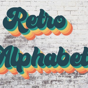 Retro Font Svg, Vintage Font Svg, Monogram svg, Retro Alphabet, Colorful Letters, Vintage Letters, Design Letters, Birthday Letters