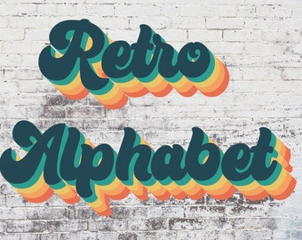 Retro Font Svg, Vintage Font Svg, Monogram svg, Retro Alphabet, Colorful Letters, Vintage Letters, Design Letters, Birthday Letters