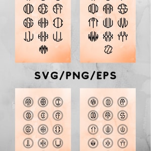 Monogram Svg Bundle, Circle monogram set, 2 letter Monogram svg, 3 letter monogram svg, leopard print svg, script fonts svg, image 7