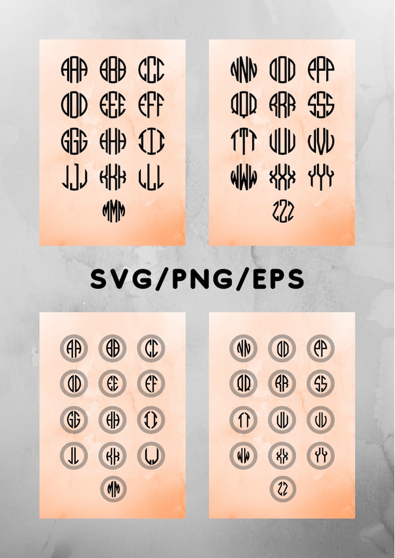Monogram Svg Bundle, Circle monogram set, 2 letter Monogram svg, 3 letter monogram svg, leopard print svg, script fonts svg, image 7