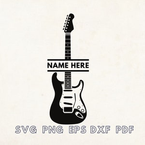 Elektrische gitaar SVG, split gitaar sjabloon, gitaar stencil, gepersonaliseerde gitaar afbeelding, ornament cut-bestand, cadeau voor gitarist,