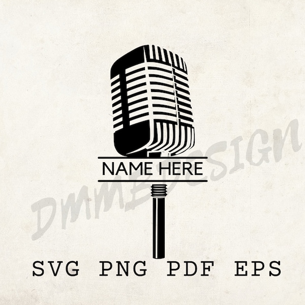 Microphone svg, Wall Art, Custom Png, Laser Cut File, Instrument svg, Orchestra Template Svg, Gift for Musician, Name Here, Music Svg,