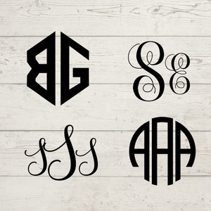 Monogram Svg Bundle, Circle monogram set, 2 letter Monogram svg, 3 letter monogram svg, leopard print svg, script fonts svg, image 4