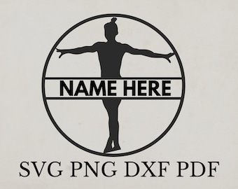 Split Artistic gymnastics Svg, Gymnastics Wall Art, Artistic Gymnastics Template, Personalized Stencil, Laser Cut File, Name Here Svg, gifts
