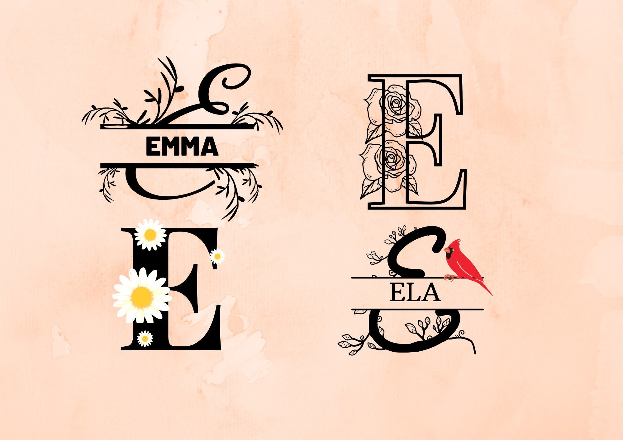 Letter E Svg Bundle E Monogram Svg Initial E Svg Split E Etsy Singapore