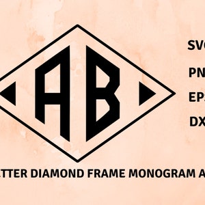 Monogram Fonts Svg, Diamond monogram svg, couple monogram, initials svg, monogram with frame svg, gift for her, 2 letter monogram