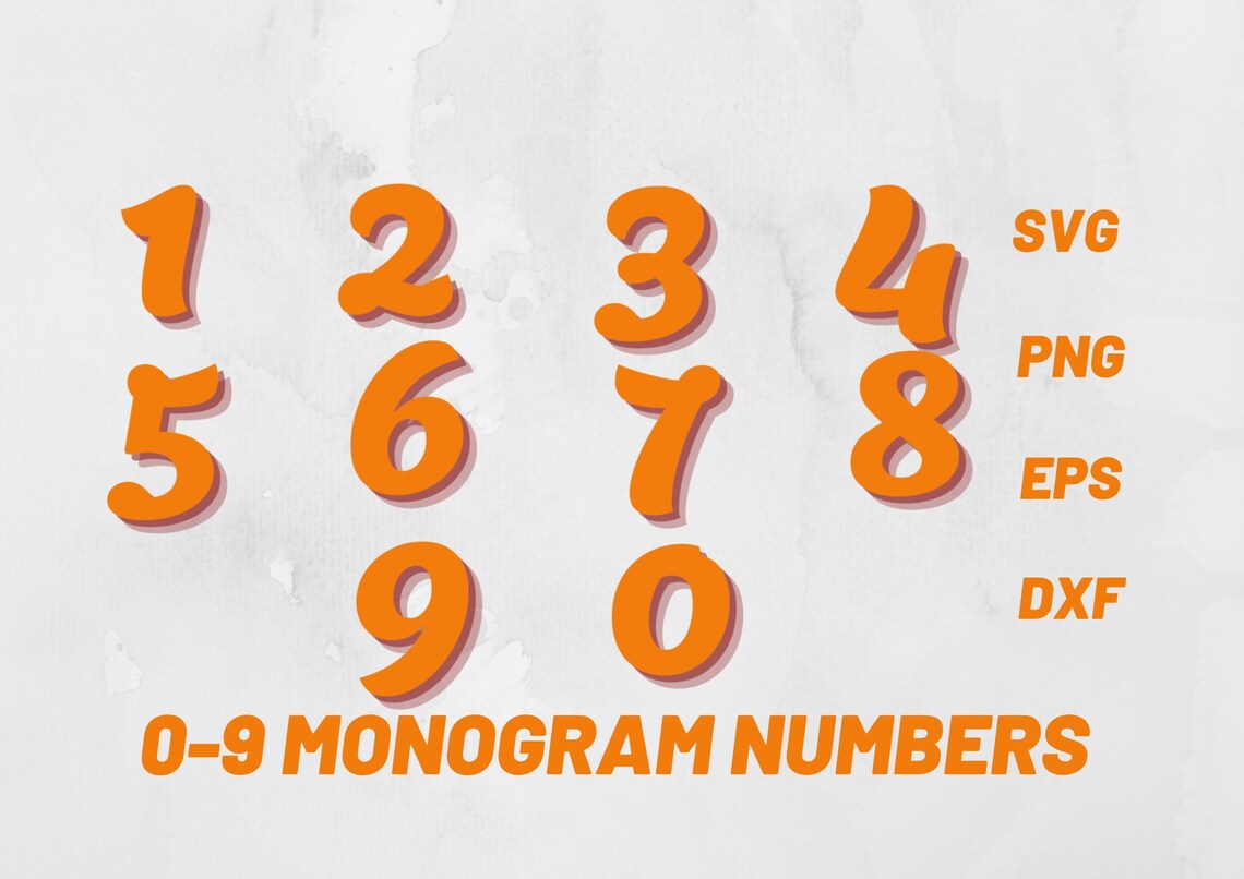 Numbers Printable Numbers Svg Orange Numbers Instant Etsy