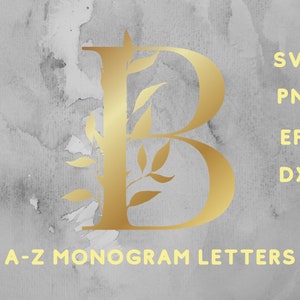 Monogramm Svg Dateien für Cricut, Initialen SVG, goldfarbene Buchstaben Set