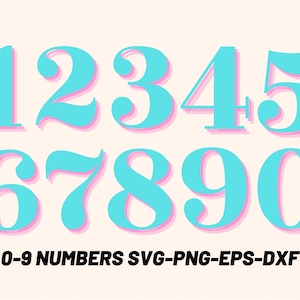 Digitale nummers, afdrukbare nummers svg, Blauw roze nummers, instant download, svg bestanden voor cricut, 0-9 Nummers set, kinderdagverblijf nummers
