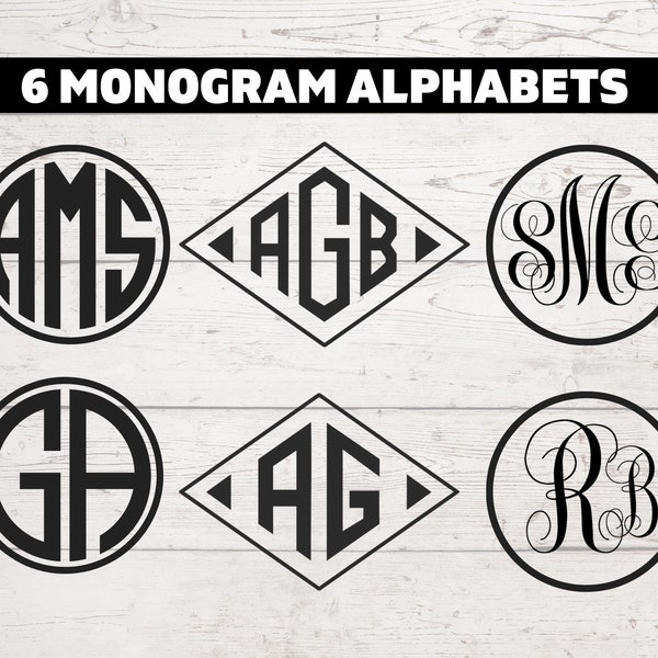 Monogram Svg Bundle, Script Font Svg, Circle monogram SVG, Diamond Monogram SVG, 3 Letter Monogram, Two Letter Monogram, alphabet svg