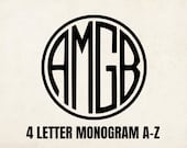 4 Letter Monogram Svg, Circle monogram set, Wedding Monogram, Initial template, Letter stencil, patch, Christmas Svg, Png, Sublimation