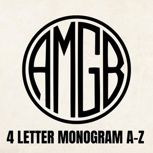 4 Letter Monogram Svg, Circle monogram set, Wedding Monogram, Initial template, Letter stencil, patch, Christmas Svg, Png, Sublimation image 1