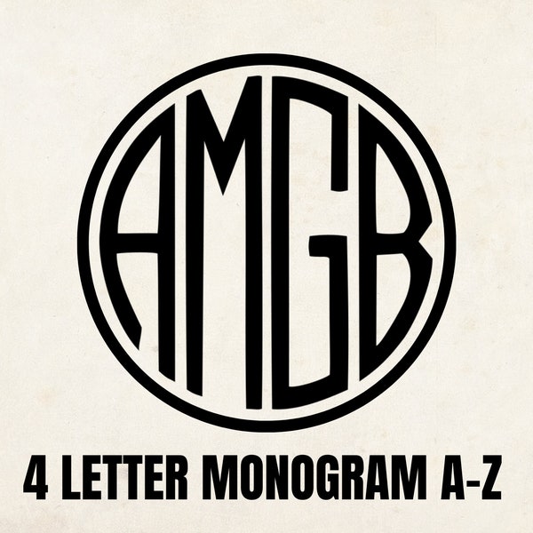 4 Letter Monogram Svg, Circle monogram set, Wedding Monogram, Initial template, Letter stencil, patch, Christmas Svg, Png, Sublimation