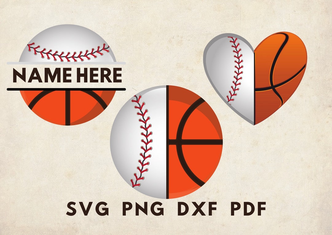 Baseball and Basketball Svg, Half Basketball Half Baseball, Split