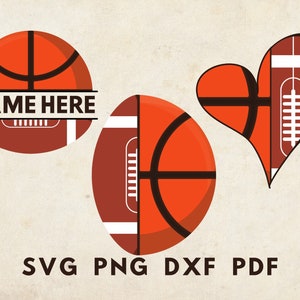 Basketball Fußball svg, Halb Fußball halb Basketball Vorlage, Split Basketball svg, Fußball Schablone, Name hier, Sublimationsdatei