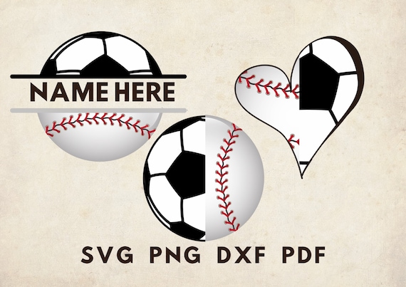 Soccer and baseball svg, Half soccer half baseball svg, baseball soccer template, design image, sport patch, split soccer baseball