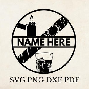 Sigaar Svg, baas sjabloon, stencil, aangepaste Svg, lasergesneden bestand, naam hier Svg, gepersonaliseerde svg, sigaar Wall Art afdrukbare