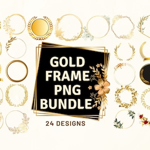 Bundle de cadre de mariage, monogramme de couronne, couronne d'or, couronne florale Png, bordure florale, demi couronne Png, couronne de Noël Png, cadre rond Png,