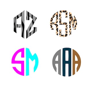 Monogram Svg Bundle, Circle monogram set, 2 letter Monogram svg, 3 letter monogram svg, leopard print svg, script fonts svg, image 2