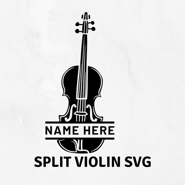 Split Violin Svg, Violin Wall Art, Violin Template, Personalized Violin Stencil, Ornament Laser Cut File, Name Here Svg, Gift for Musician