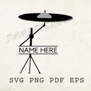 Svg cymbales, art mural imprimable Svg, fichier découpé au laser, instrument svg, modèle orchestre Svg, cadeau pour musicien, nom ici, musique Svg,