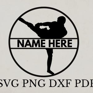 Kick Box svg, Kickbox Vorlage, Kickboxer Schablone, Benutzerdefinierte svg, Laserschnittdatei, Name hier svg, personalisierte svg, Sport-Wanddekor, bedruckbar