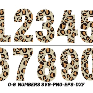 Leopard stampa svg, numeri svg, leopard print png, numeri con stampa leopardata, numeri stampabili