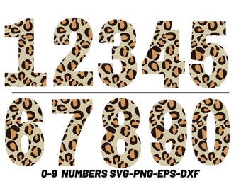 Impression léopard svg, chiffres svg, impression léopard png, numéros avec impression léopard, numéros imprimables
