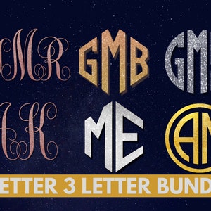 Monogrambundel, cirkelmonogramset, 2-lettermonogram PNG, 3-lettermonogram, glitter clipart, scriptlettertype, sublimatiesjabloon