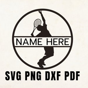 Split-Tennis-Player-Svg, Wandkunst, Tennis-Vorlage, personalisierte Tennis Schablone, Laser-Schnitt-Datei, Name hier svg, Vinyl, Sport svg