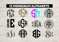 Monogram Svg Bundle, Circle monogram set, 2 letter Monogram svg, 3 letter monogram svg, leopard print svg, script fonts svg,