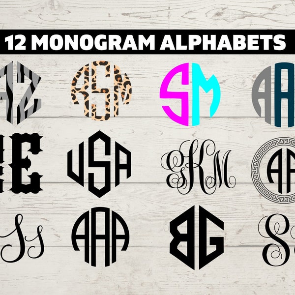 Monogram Svg Bundle, Circle monogram set, 2 letter Monogram svg, 3 letter monogram svg, leopard print svg, script fonts svg,