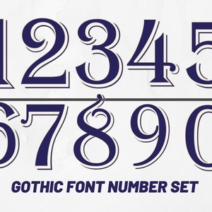 Gothic nummer Font svg, Gothic lettertype Stencil svg, shirtnummer, voetbalnummer svg, afdrukbaar nummer, svg-bestanden voor cricut