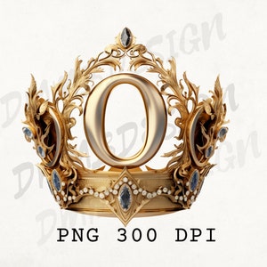 O Monograma Png, Coroa Png, Letra O png dourada, Letra O png, Arte inicial da parede, Monograma para impressão, Decoração de parede a letra, modelo o, estêncil