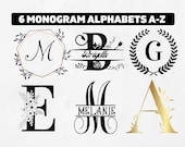 Monogram Svg Bundle, Floral Monogram Svg, Wreath Monogram Svg, Gold Monogram Svg, Split Monogram Svg, monogram with Frame