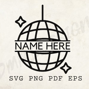 Disco Ball Svg, Discoball Svg, Disco ball kunst aan de muur afdrukbaar, Laser Cut File, Template, Template, Naam hier, Custom Tshirt Svg, Sublimatie