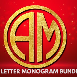 Letra de oro Png, Círculo de brillo 2 letras Monograma A a Z Alfabeto Clipart, Arte de pared inicial, Letras personalizadas, elementos de invitación