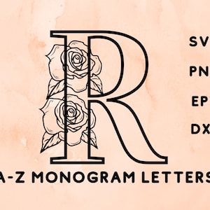 Monogram Svg, Bloemenmonogram svg, monogram met bloem svg