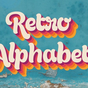 Retro Font Svg, Vintage Font Svg, Monogram svg, Retro Alphabet, Orange Font, Bold Font, Thick Font, Curvy Font