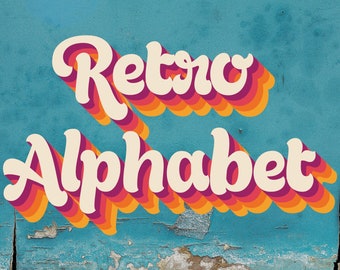 Retro Schrift Svg, Vintage Schrift Svg, Monogramm svg, Retro Alphabet, Orange Schrift, Fett Schriftart, Dicke Schriftart, Curvy Font