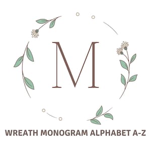 Corona con svg inicial, monograma svg, monograma con marco, monograma floral, letras florales, fuentes monograma, archivos svg para cricut